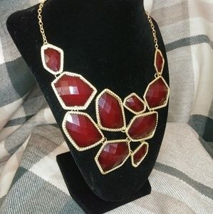 Maroon and Gold Statement Necklace